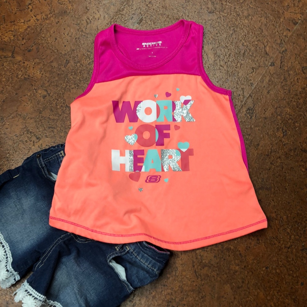 Skechers active size 5 girls pink‎ and orange Racerback tank